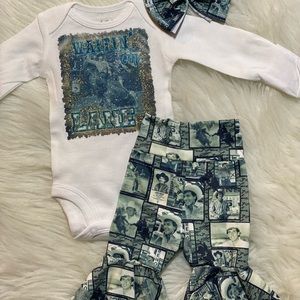 Lane frost bells bow, onesie